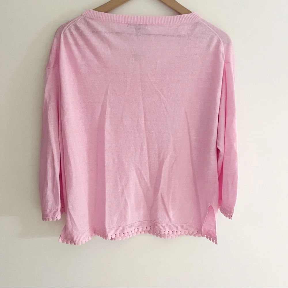 NWT J. Crew Linen Pompom Picador Pink Sweater